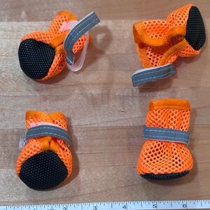 Orange Mesh Small Dog Boots with Reflective Straps